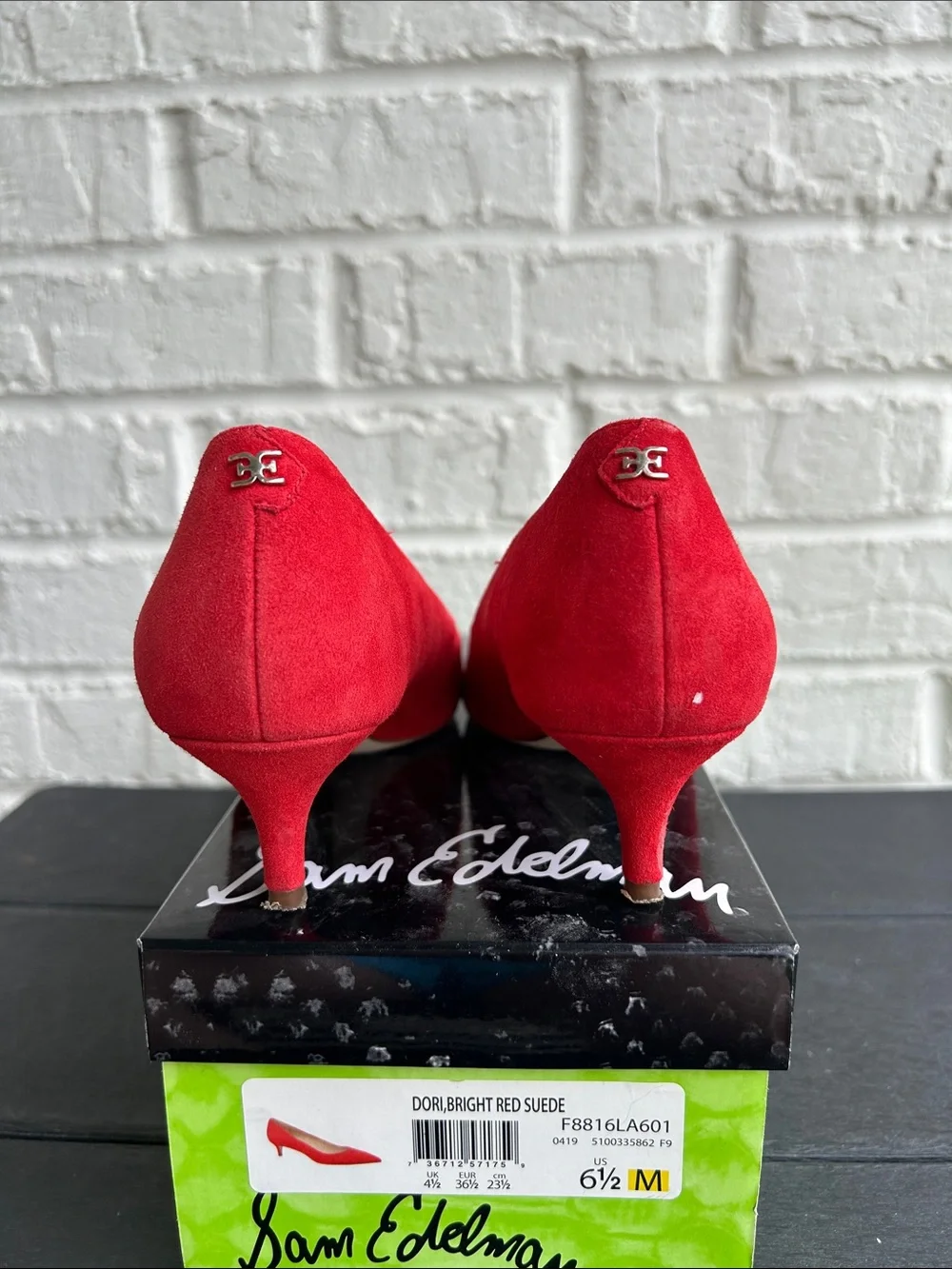 Sam Edelman Red Suede Pointed-Toe Heels - Picture 3 of 9